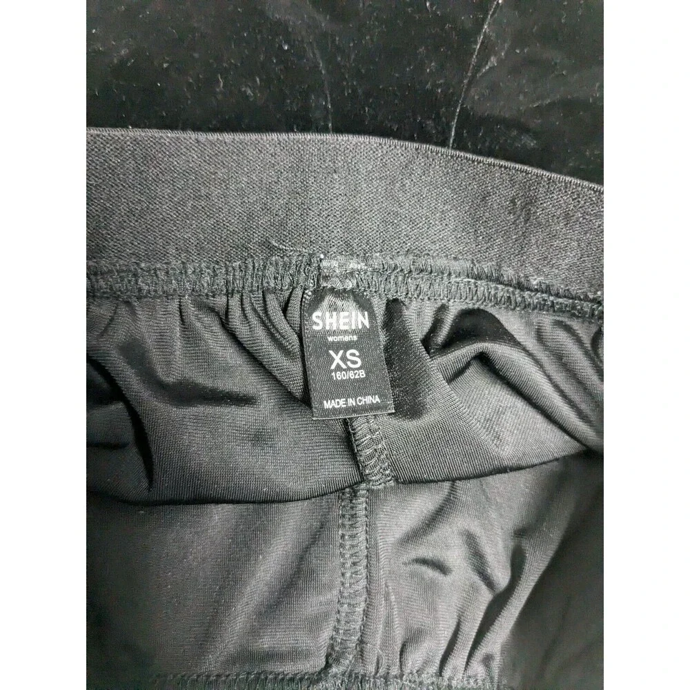 Shein Booty Shorts Women XS Velour Black Los Angeles New York Elastic Waistband